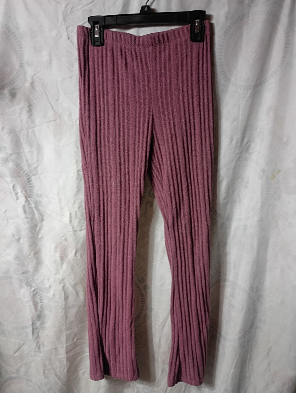 Girls Ribbed Mauve Stretch Leggings